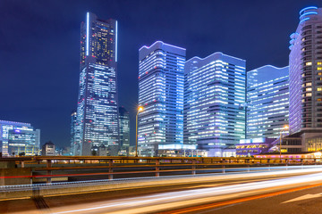 Fototapeta na wymiar Cityscape of Yokohama at night, Japan