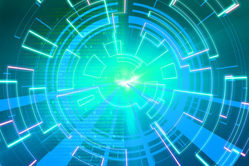 green circular glow wave. scifi or game background.