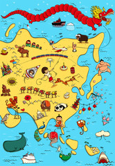 Illustrated Map of Asia