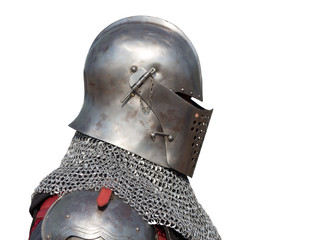Side view of medieval knight isolated