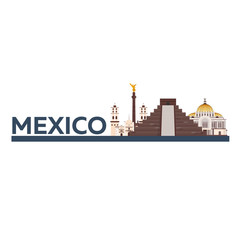 Obraz premium Travel to Mexico. America. Chichen Itza. Vector illustration.