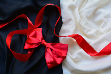 red bow on a background of contrasting