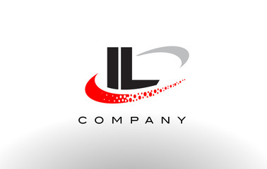 IL Modern Letter Logo Design with Red Dotted Swoosh - obrazy, fototapety, plakaty