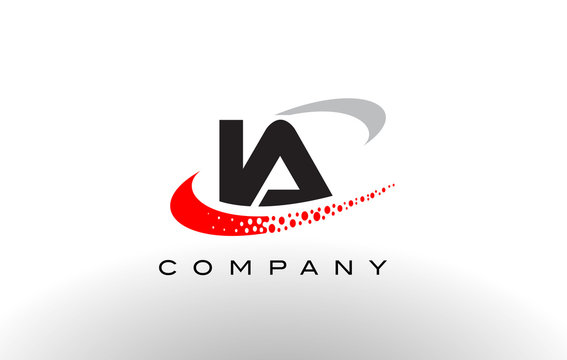 IA Modern Letter Logo Design with Red Dotted Swoosh