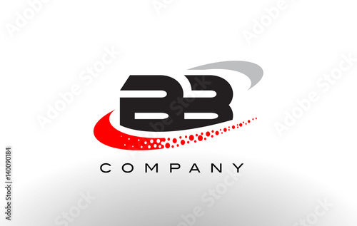 "BB Modern Letter Logo Design with Red Dotted Swoosh" Stock image and