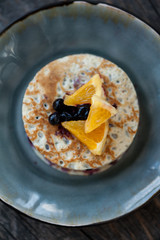 Small crepes cake with blueberries