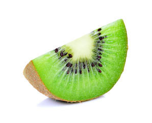 slice of kiwi fruit on white background.
