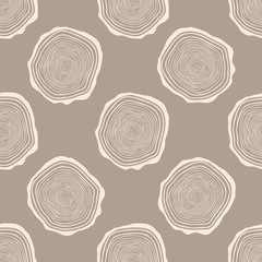 Tree Rings Seamless Vector Pattern. Saw cut tree trunk background. Vector Illustration.