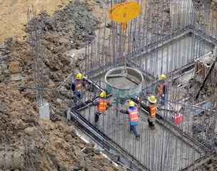 Construction workers are working