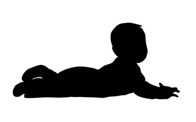 Vector, isolated, silhouette babe lies