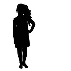 Vector, isolated, silhouette of baby girl standing