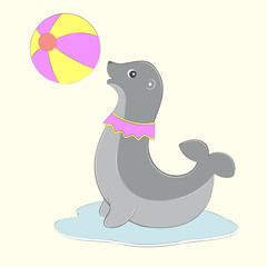 Fur seal playing with ball