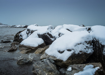 snowy pier