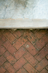 White Cement and Brown Tiles Floor/ Background