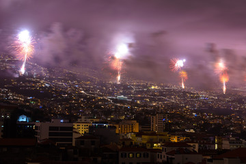 Magnificent New Year fireworks in Funchal, Madeira Island, Portugal