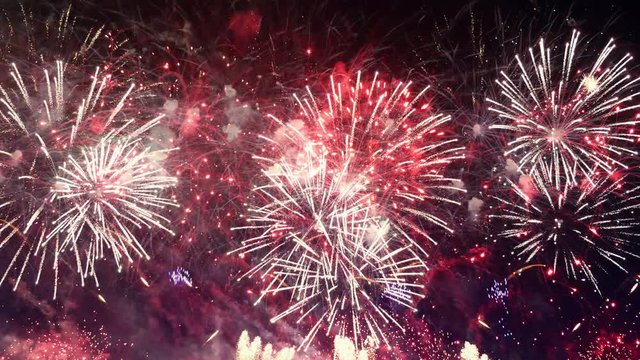  High quality video of amazing fireworks show in 4K