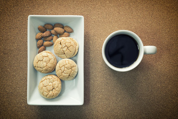 Almond Cookies And A Cup Of Coffee