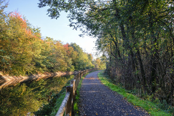 Fototapeta premium Bicycle track along the Villoresi canal