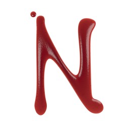 Hand Drawn Liquid letter N Made in Ketchup or Tomato Sauce Isolated on White Background 3d Rendering