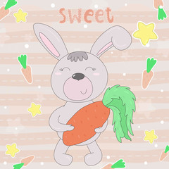 Obraz na płótnie Canvas vector card with cute rabbit . vector print