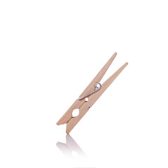 Wooden clothes pin. Studio shot isolated on white