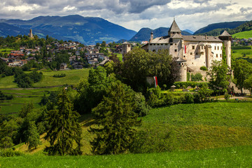Fototapeta premium Amazing medieval castle of Presule in Dolomites mountains, Northern Italy