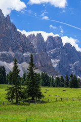 Fototapeta na wymiar Amazing Dolomites, near Santa Magdalena. Adolf Munkel Trail in Mountains of Northern Italy