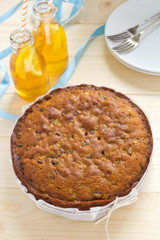 Fruit boiled cake and lemonade 