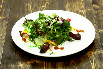 Delicious green salad with meat