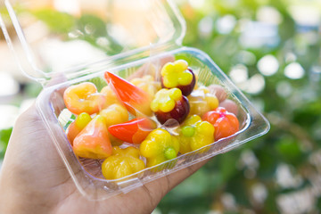 Thai dessert, deletable imitation fruits or Kanom Look Choup