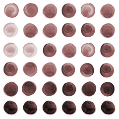 Set of brown, coffee watercolor circles