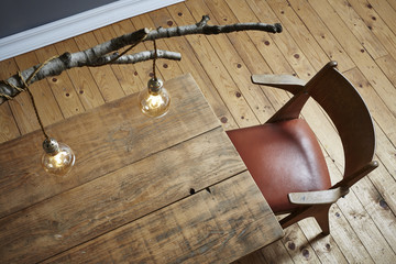 creative desktop modern lifestyle birch lamp and wooden table