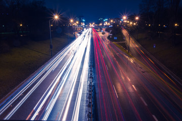 Fototapeta na wymiar Rush hour on a highway in big city 