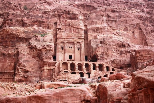 Urns grave in ancient nabatean city of Petra, Jordan Middle East 