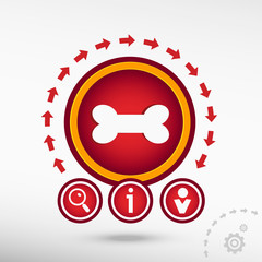 Dog bone flat icon on creative background