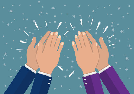 Human hands clapping. applaud hands. vector illustration in flat style.