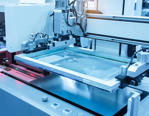 PCB Processing on CNC machine working in factory