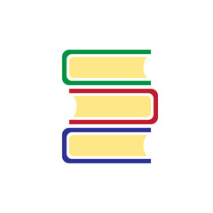 Three books icon, colorful on white background