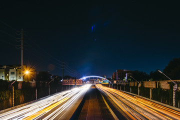 Fototapeta na wymiar A view of 559 Bridge Lights on in Houston Texas USA