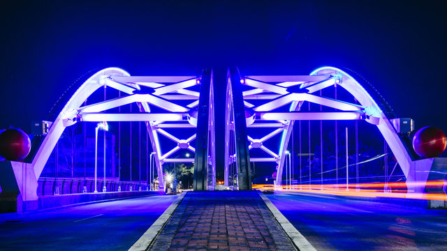 A View Of 559 Bridge Lights On In Houston Texas USA