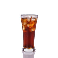 Glass of soft drink. Studio shot isolated on white background