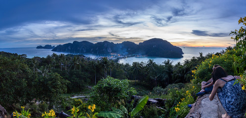 Sunset at Phi-Phi Island viewpoint - obrazy, fototapety, plakaty