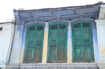 old broken vintage asian window