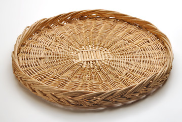 Empty wicker basket on table