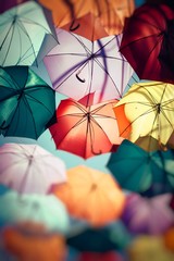 Background colorful umbrella street decoration.