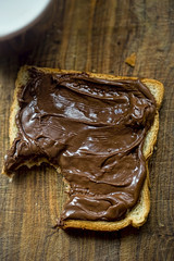 Slice of toast with nutella spread 