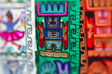 Colorful Fabric at market in Peru, South America