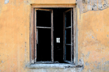 old window without glass, vintage