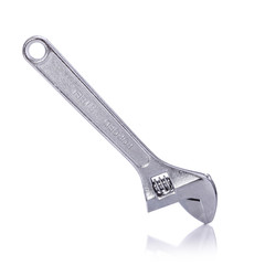 New silver adjustable wrench. Studio shot isolated on white