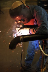 Arc Welder in Helmet